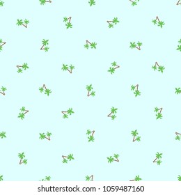 Seamless pattern of small palm trees isolated on green background