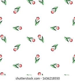 Seamless pattern with small pink flowers. Vector abstract delicate texture on a white background for textiles, fabrics, shoes, wrapping paper, napkins, phone cases, bags.