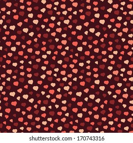 Seamless Pattern from Small Pink Hearts on a Brown Background