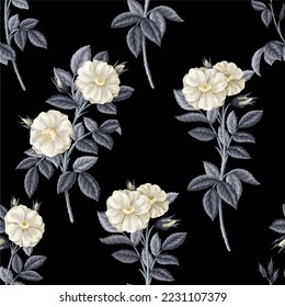 Seamless pattern with small pink roses. Vector