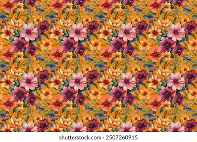 Seamless pattern in small pretty flowers. Cute bouquets. Liberty style millefleurs.