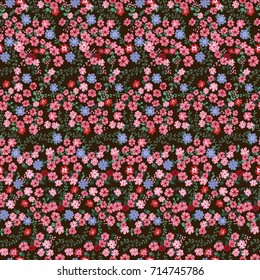 Seamless pattern in small pretty flowers. Liberty style millefleurs. Floral background for textile, wallpaper, pattern fills, covers, surface, print, wrap, scrapbooking, decoupage.