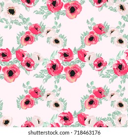 Seamless pattern in small pretty flowers. Poppy bouquets. Liberty style millefleurs. Floral background for textile, wallpaper, pattern fills, covers, surface, print, wrap, scrapbooking, decoupage.