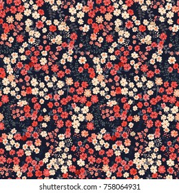 Seamless pattern in small pretty flowers. Cute bouquets. Liberty style millefleurs. Floral background for textile, wallpaper, pattern fills, covers, surface, print, wrap, scrapbooking, decoupage.