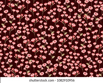 Seamless pattern in small pretty wild flowers. Cute bouquets. Liberty style millefleurs. Floral background for textile, wallpaper, pattern fills, covers, surface, print, wrap, scrapbooking, decoupage