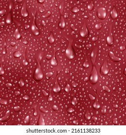 Seamless pattern of small realistic water drops in red colors