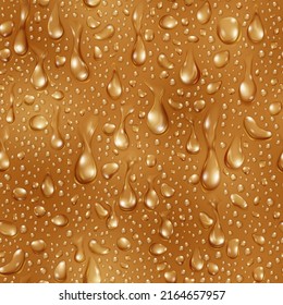 Seamless pattern of small realistic water drops in yellow colors