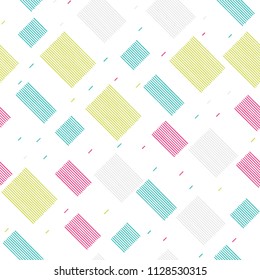 Seamless pattern with small rectangles made of lines on a white background. Repeating vector pattern. Hand drawn image.