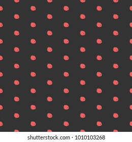 Seamless pattern with small red berries of rowan on dark background. Repeating Pattern. Vector Illustration