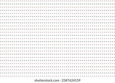 Seamless Pattern of Small Red and Black X-Shaped Stars on White Background.