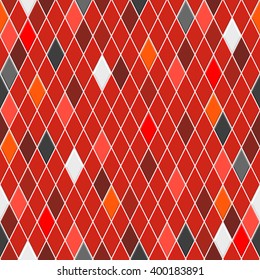 Seamless pattern of small rhombuses in red colors with some colored rhombus