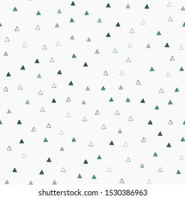 Seamless pattern of small scattered green triangles on a light green background.
