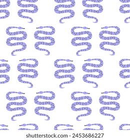 Seamless pattern with small snakes. Vector flat background. Mystical print in boho style 