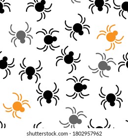 Seamless pattern with small spiders on white background. Halloween. For fabric, wrapping paper, Wallpaper and more