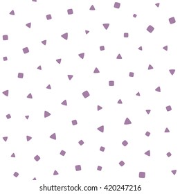 Seamless pattern with small squares and triangles on a white background. Vector repeating texture.