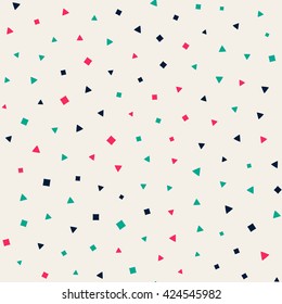 Seamless pattern with small squares and triangles. Vector repeating texture.