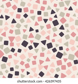 Seamless pattern with small squares and triangles on a beige background