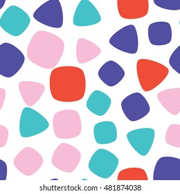 Seamless pattern with small squares and triangles on a white background. Vector repeating texture.