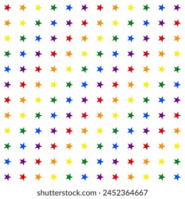 Seamless pattern with small Stars in rainbow colors isolated on a transparent background. Wrapper for pride month. Abstract background for pride month. Vector illustration