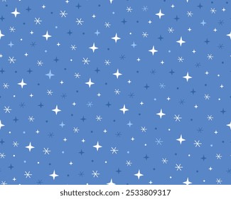 Patrón sin fisuras con estrellas Pequeñas. Patrón minimalista simple. Estrellas blancas y azules sobre un fondo azul. Diseño para envolver papel, tela.