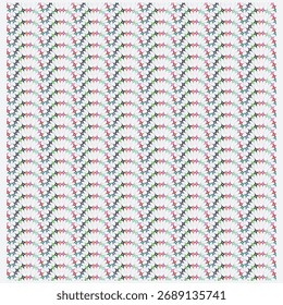 A seamless pattern of small, stylized floral or abstract shapes arranged in horizontal rows, with a mix of green and pink colors.