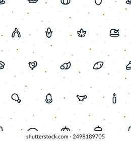 Seamless pattern of small thanksgiving icons with dots on transparent background