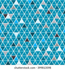 Seamless pattern of small triangles in blue colors