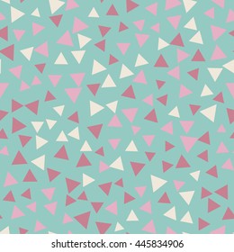 Seamless pattern with small triangles of summer colors. Vector repeating texture.