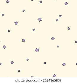 Seamless pattern with small violet stars. Vector background. Texture for print, textile, fabric.