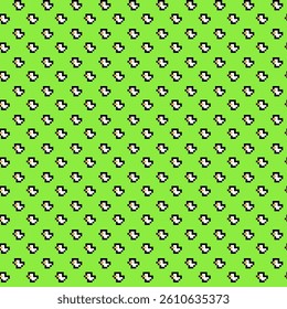 Seamless pattern with small white ducklings on a bright green background