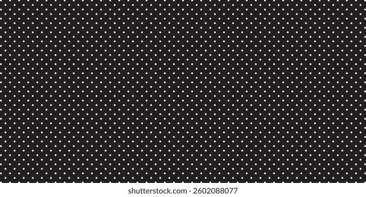 seamless pattern of small white polka dots on a black background. Ideal for graphic design projects, textiles, and modern digital applications