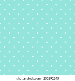 Seamless pattern. Small white rhombuses on turquoise background