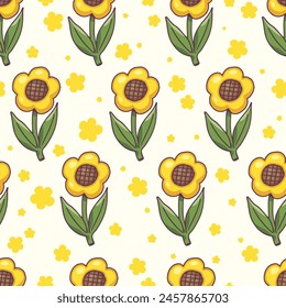 Seamless pattern of small yellow flowers, It cute feminine. Pattern for fabric and wrapping paper, Pattern for design wallpaper and fashion prints.