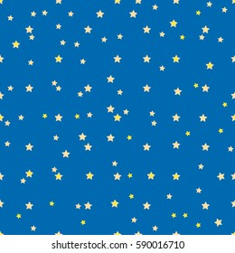 Seamless pattern with small yellow stars on blue background