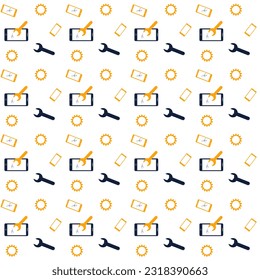 seamless pattern. Smartphone, mobile, gear, wrench