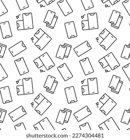 Seamless pattern of smartphone and phone with auto turn. Perfect for wallpapers, covers, backgrounds, fabric, textile