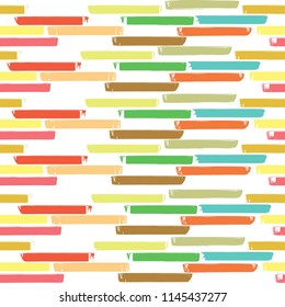 Seamless pattern from smears of colored textured brush on a white background