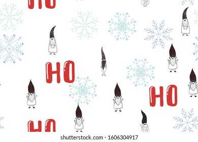 Seamless pattern a smile cute kids gnomes and Christmas gifts can use for any purpose in holiday surface background design