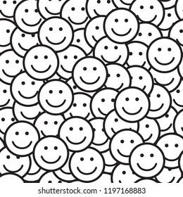 Seamless pattern with smile icons. Happy faces background. Vector illustration.