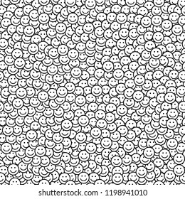 Seamless pattern with smile icons. Happy faces background. Vector illustration.