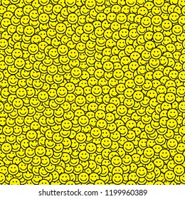 Seamless pattern with smile icons. Happy faces background. Vector illustration.