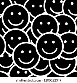 Seamless pattern with smile icons. Happy faces background. Vector illustration.