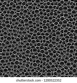 Seamless pattern with smile icons. Happy faces background. Vector illustration.