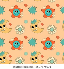 seamless pattern of smile retro style