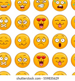 Seamless pattern with smiley face