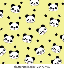 seamless pattern of a smiling cute pandas. vector illustration