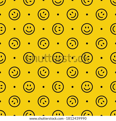 Seamless pattern with a smiling face. Emoji background. Smile line icon texture. Vector illustration