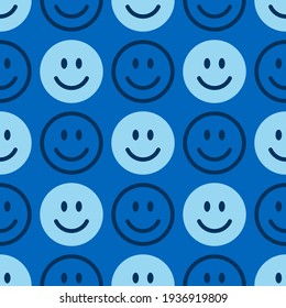 Seamless pattern with a smiling face. People background. Line icon texture. Vector illustration