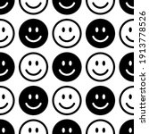 Seamless pattern with a smiling face. Smile line icon texture. Vector illustration