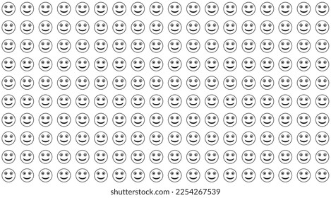 Seamless pattern with a smiling face. Smile line icon texture. Vector background.